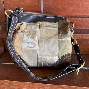 Coach Y2K Patchwork Leather and Jacquard Shoulder Bag